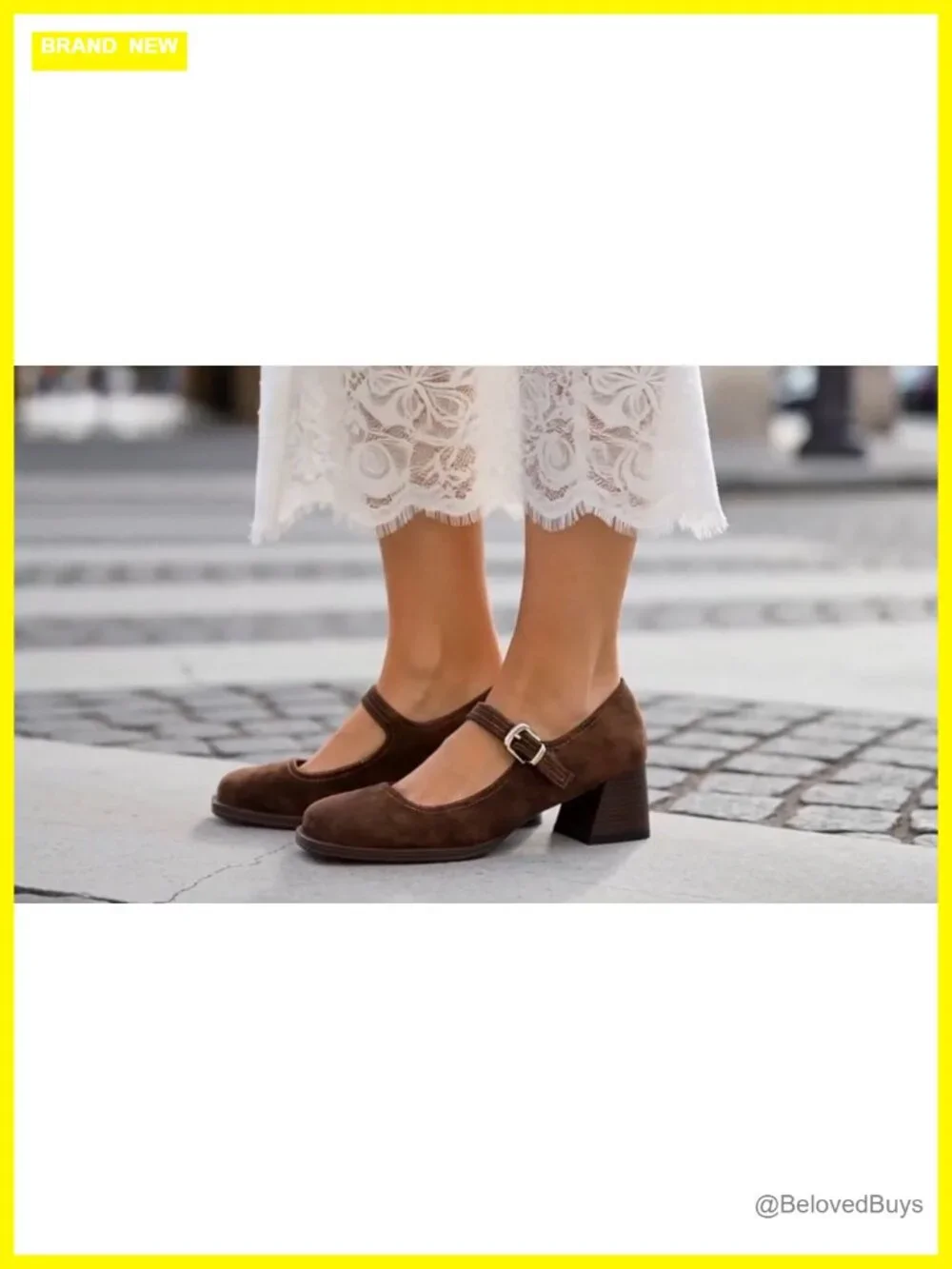 Mary Jane Heels Retro Chunky Square Toe Platform Ankle Buckle Strap Pumps Faux